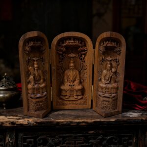Wooden Carving of the Three Pure Ones Patriarchs