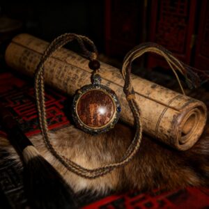 Agarwood Mountain Spirit Coin Pattern Necklace