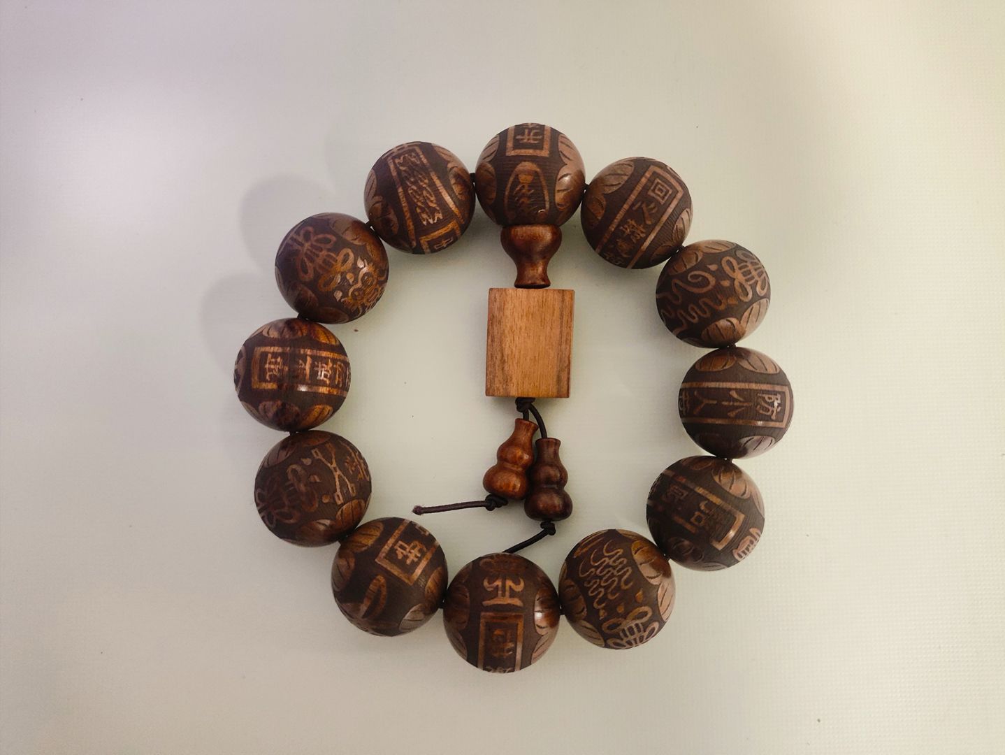 Huanghuali Wood Taoist Twelve Secret Talismans Bracelet - Image 3