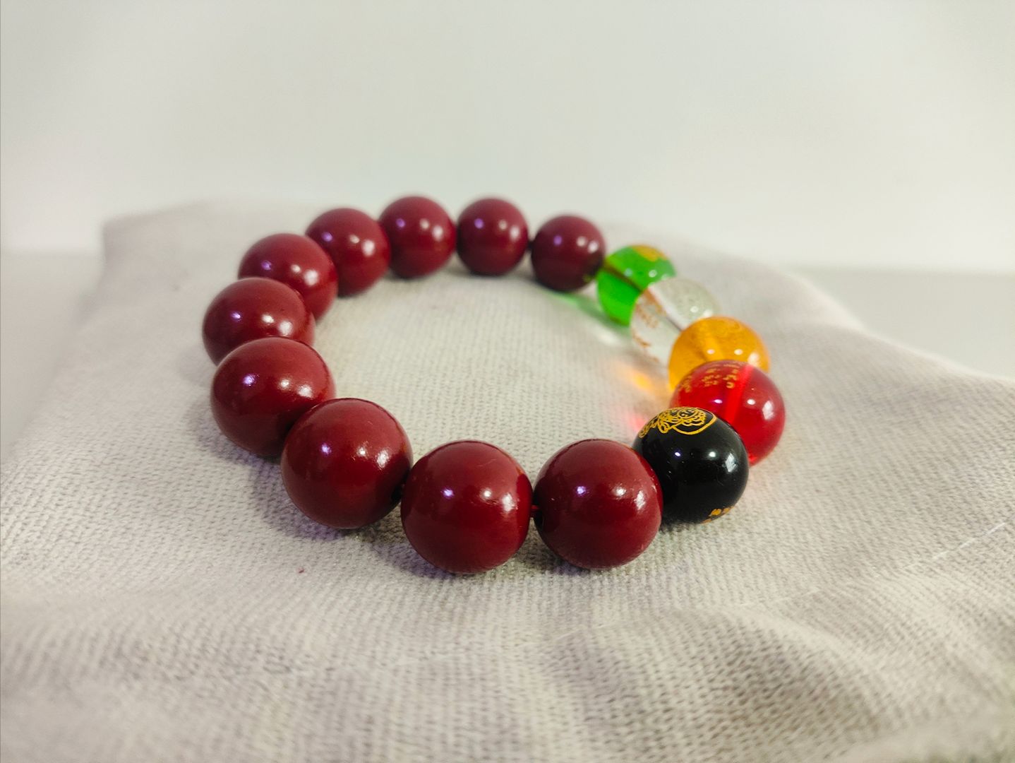 Glazed Cinnabar Five Paths God of Wealth Bracelet - Image 7