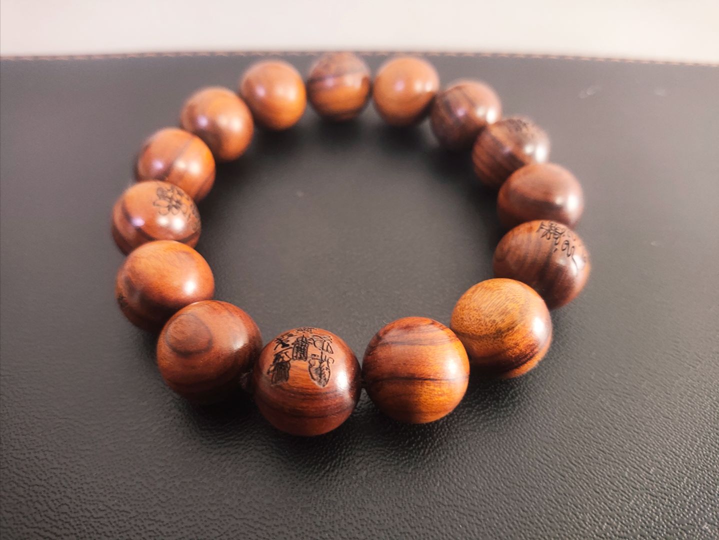 Huanghuali Wood Taoist Twelve Secret Talismans Bracelet - Image 5