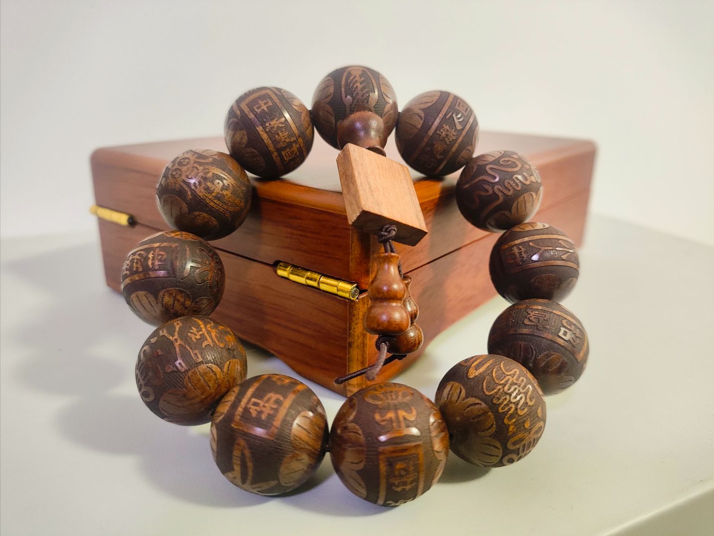 Huanghuali Wood Taoist Twelve Secret Talismans Bracelet - Image 7