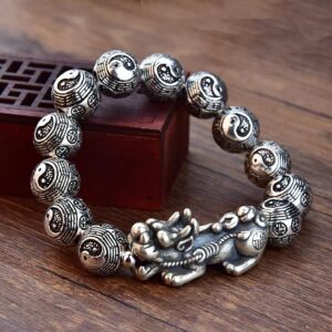 Vintage Thai silver style Taoist Bagua Pixiu wealth-guarding bracelet